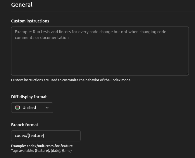 general settings