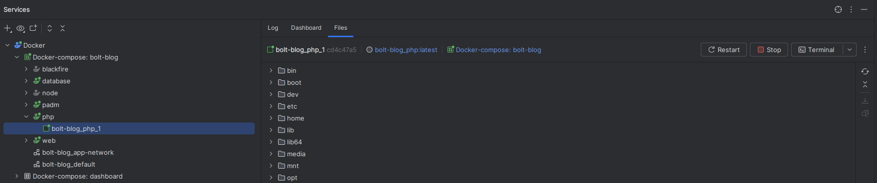 Docker панель PHPStorm