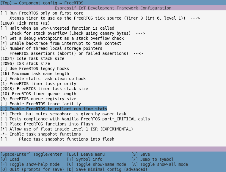 меню freertos